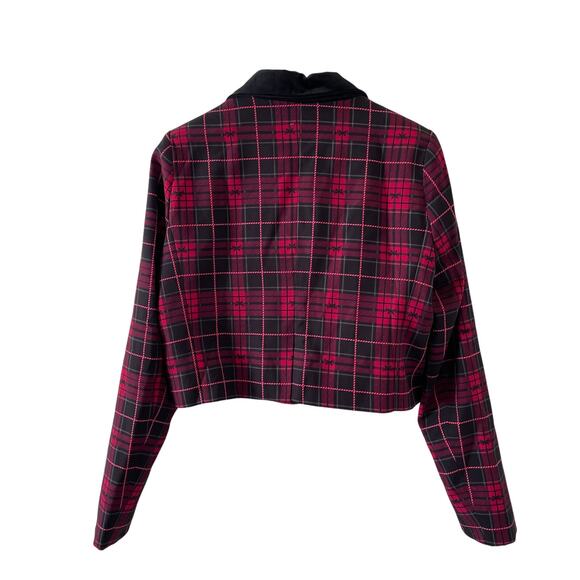 BlackMilk Jacket Womens Velvet Cropped Blazer Tartan Holiday Dressy Evening NWT - Picture 2 of 8